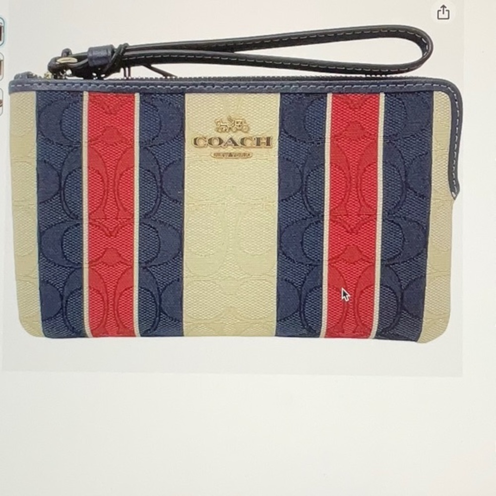Coach Large Corner Zip Wristlet in Signature Jacquard with Stripes Style